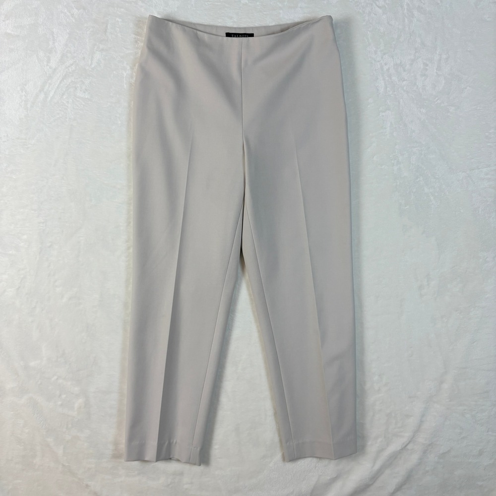 Talbots Classic Side Zip Pants Women 8P Beige Excellent Straight Leg Trousers